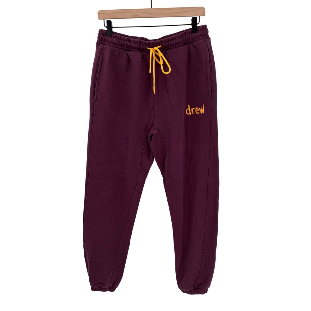 Drew House Secret Sweatpants Burgundy Maroon Yellow Logo Mens Small Joggers‎